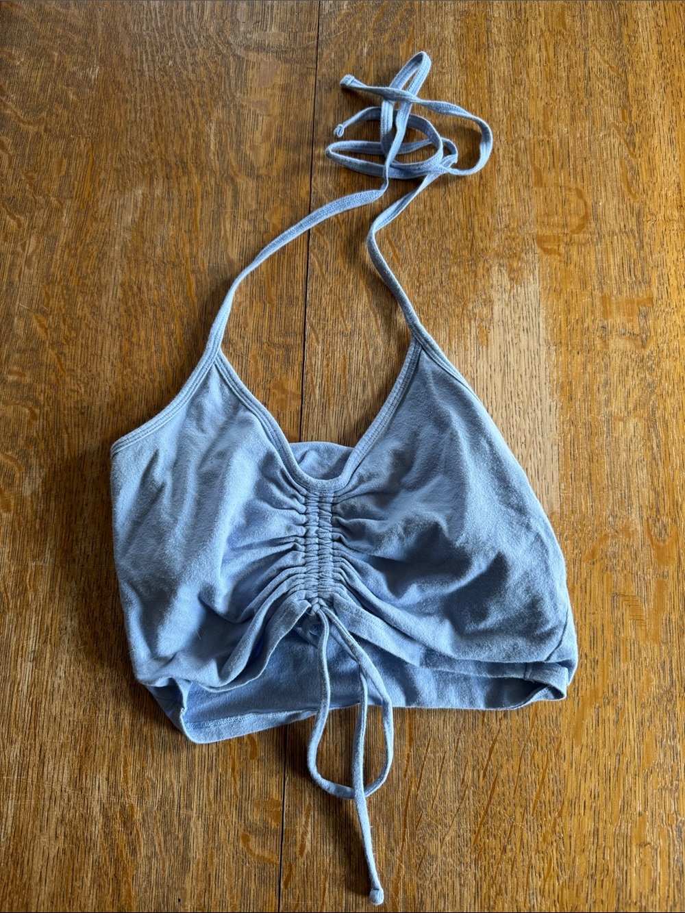 Hollister Light Blue Ruched Halter Crop Top